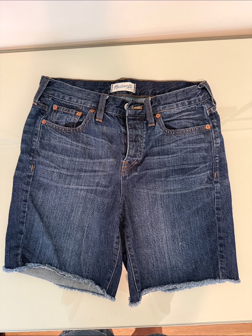 Madewell Blue Denim Shorts with Contrast Stitching